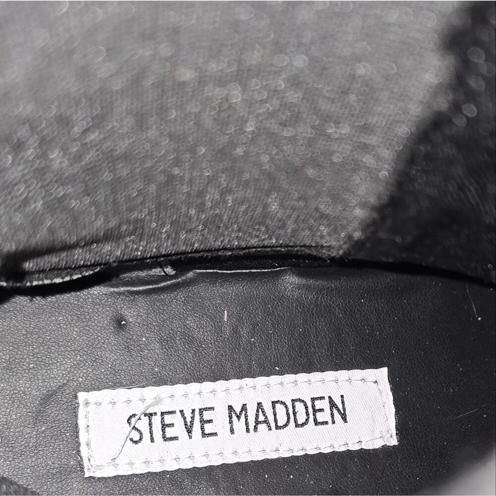 Steve Madden Charges Black Green Sole Leather Zip Up‎ Chunky Boots size 7 New - Picture 14 of 14